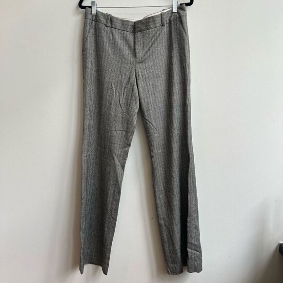 Club Monaco Women's High Rise Vertical Stripes Straight Leg Gray Pants Size 12 - Picture 1 of 5
